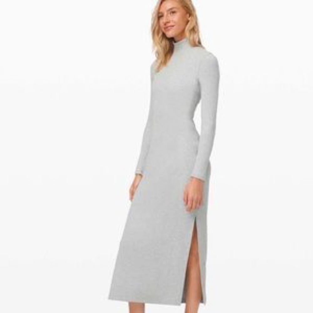 Lululemon Grey Ribbed Mock Neck Dress - Sz 10
